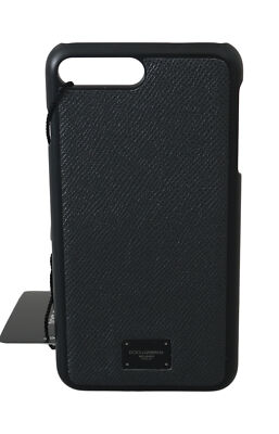 DOLCE & GABBANA Phone Case Cover Black Leather Logo iPhone7 Plus RRP $200