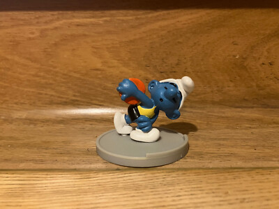 1x Vintage Schlumpf Figur. Super Schlumpf Sport Schlumpf Diskus 1980.