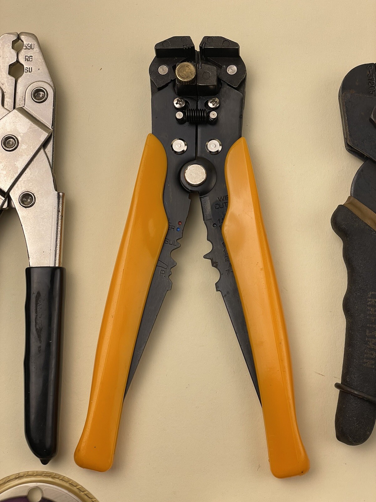 Lot Of 6 Various Cutting Hand Tools And F Connectors Plus Splitter Mixed Tools