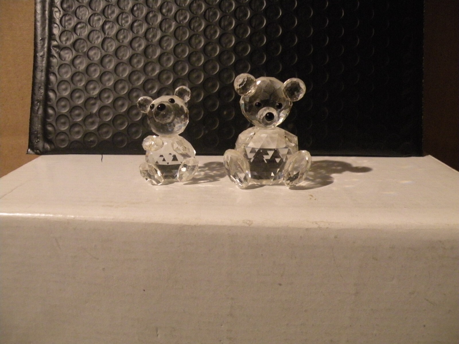 SWAROVSKI CRYSTAL BEARS SET OF 2 FIGURES TALL PERFECT CONDITION DISPLAY ...