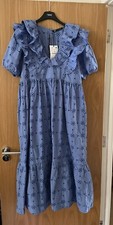 BNWT Zara Blue Embroidered Dress Large
