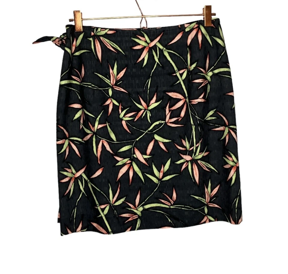 Tommy Bahama Mediana Gris Oscuro 100% Seda Hawaiana Tropical Bambú Corbata Envolvente Falda Foto 2 de 4