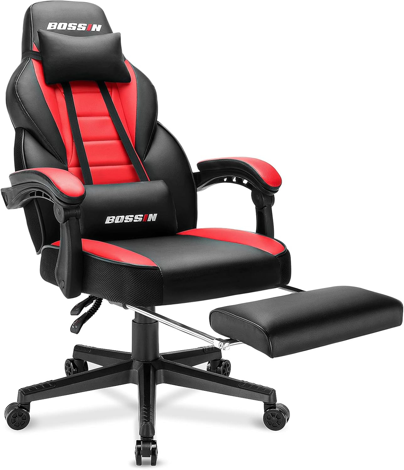 Racing Style Gaming Chair, Leather Computer Desk Chair with Footrest and Headres