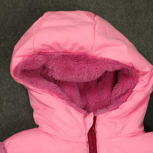 Swiss Tech Faux Fur Lined Puffer Coat Hooded "Mittens" Zip Front Pink 18M - Picture 2 of 22