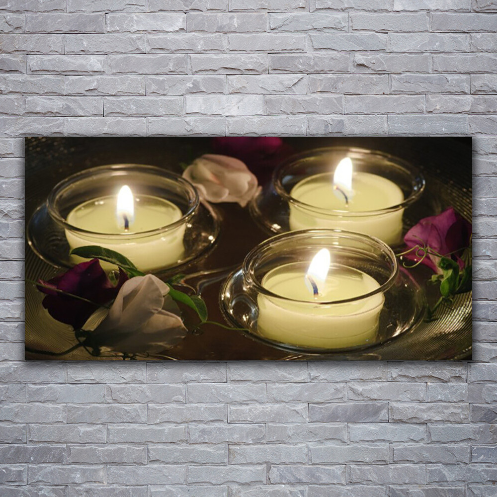 Photo sur toile bougies tableau décoration murale 120x60 cm salon moderne