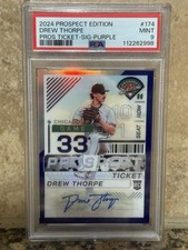 2024 PANINI PROSPECT EDITION TICKET SIG-PURPLE #174 DREW THORPE /125 PSA 9 AUTO