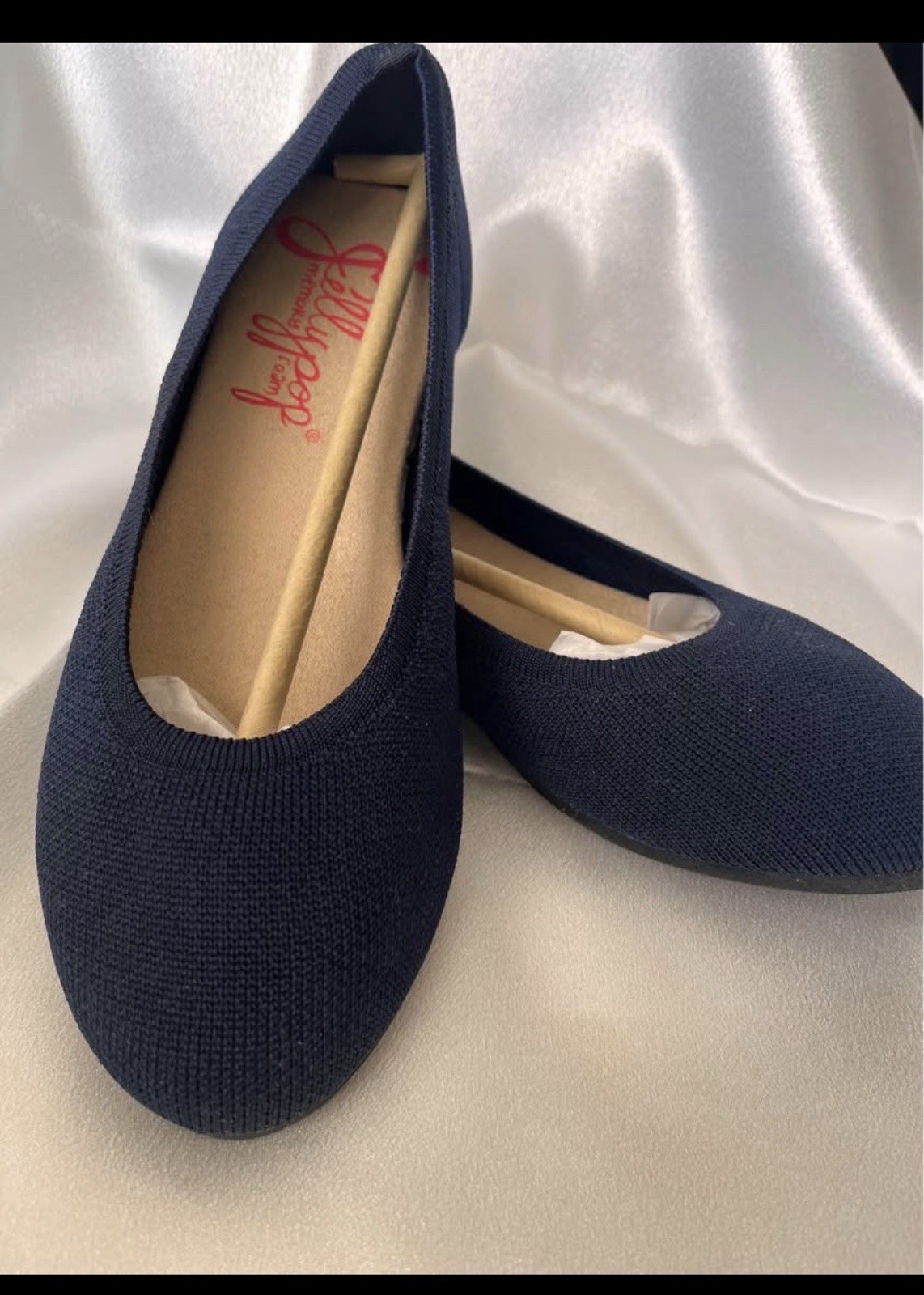 Jellypop Memory Foam Knit Ballet Flats Navy Slip On Women's Size 8.5
