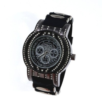 Men's Oversize Watch Black Finish Black Silicone Band Hip Hop  52mm in Diameter
