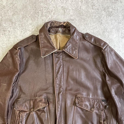 Schott A2 Leather Flight Jacket Brown Vintage 80's Men's XL Size