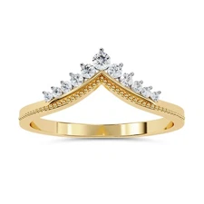 1/7 Ctw Lab Grown Diamond V Shaped Curved Wedding Ban Ring 14K Or 18K Gold