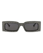 Gucci Womens Square/Rectangle Black Black Grey Fashion Designer Eyewear