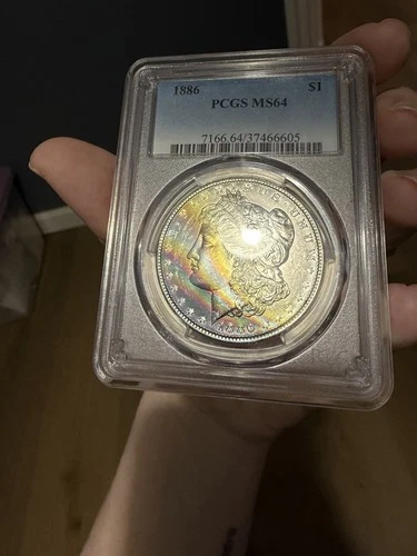 1886 PCGS MS64 Rainbow Color Toned Both Sides