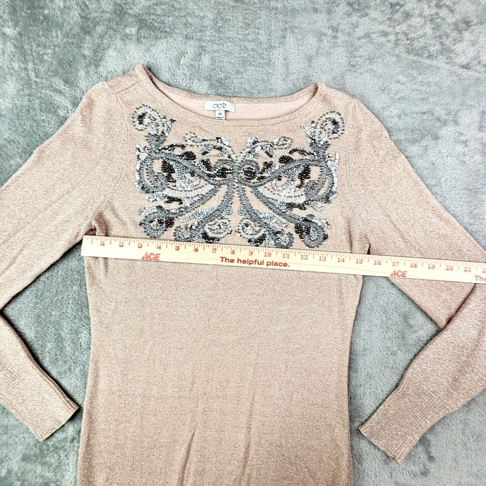 Suéter cache prata fio frisado borboleta tamanho M blush rosa vintage década de 1990 - Imagem 4 de 4