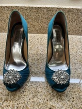 Badgley Mischka Women's Teal Rhinestone Stiletto Size 9