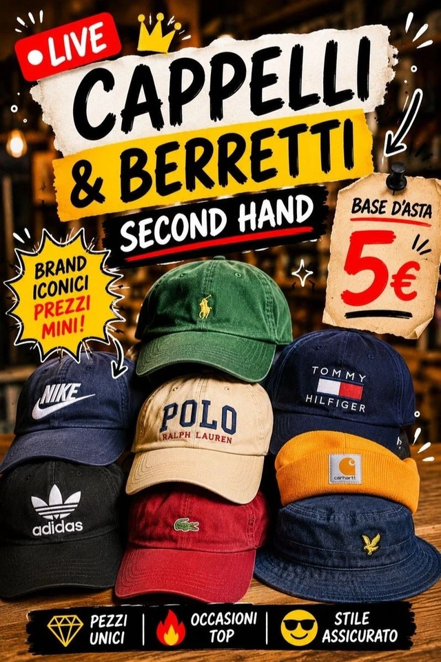 Live Second Hand: Cappelli & Berretti Iconici da 5€ 🧢🔥 Occasioni Top 😎