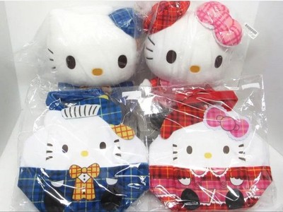 Hello Kitty check x check doll BIG plush toy fluffy bag #630b09