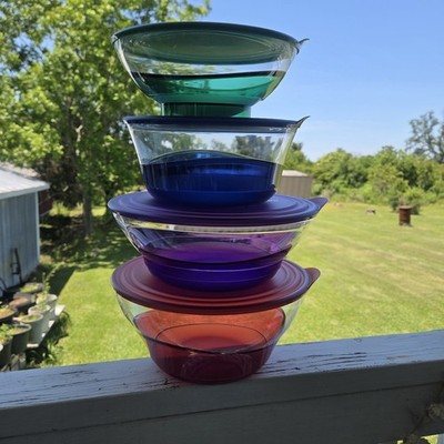  4 Tupperware Sheerly Elegant Illusions Collection Serving Bowls JewelTone  READ