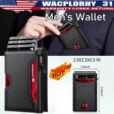 Mens RFID Blocking Leather Wallet Credit Card ID Holder Wallet Minimalist Wallet