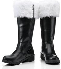 Santa Boots Men Christmas Shoes Adult Black Santa Claus Boots Accessory Cosplay