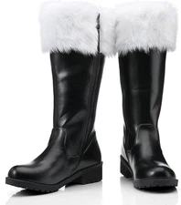Santa Boots Men Christmas Shoes Adult Black Santa Claus Boots Accessory Cosplay