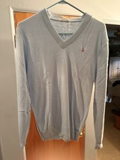 Vintage Christian Dior Junior Boys Light Blue Small Knit V-Neck Sweater
