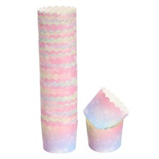 50 pezzi stampi da forno di carta 6 oz cupcake muffins liner wrapper sfumato rosa blu