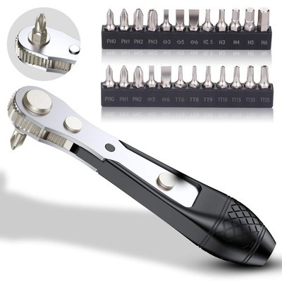 25in1 S2 Steel Mini Ratchet Wrench Screwdriver Bit Set with 1/4'' Hex Drive Ph...