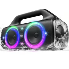 Speakers, 80w (Peak) Portable Wireless Speaker with Lights, Stereo Loud Sound...