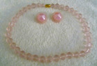 Vtg. 1987 Avon Translucent Tea Rose Pink Acrylic 18" Bead Necklace/ Earring Set — photo 1