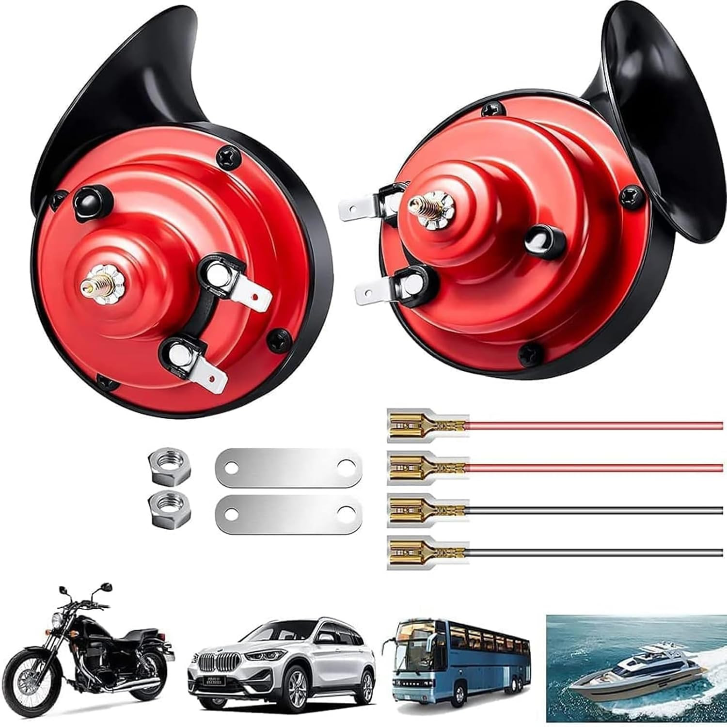 Snail Horn 110Db,Dual Tone Car Horn 2Pcs 110DB Super Loud Train Horn Air Horns 1