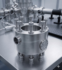 UHV MANIFOLD HUB | 1" WELD PORT | DUAL 4.5" CONFLAT CF | 316L SS | 2.75" LENGTH