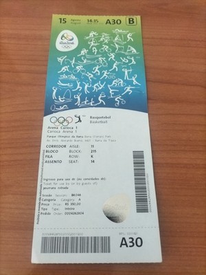Used Ticket Olympic 15.08. 2016 Rio Olympia A30 Basketball 2