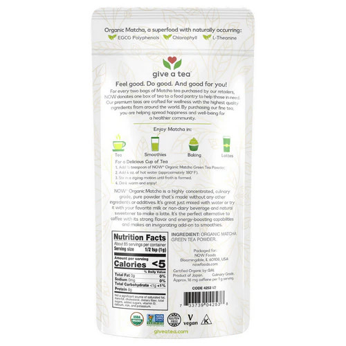Organic Matcha Green Tea Powder  3 Oz By Now Foods