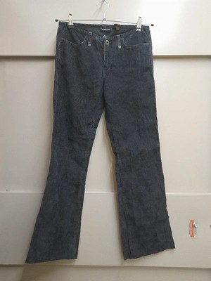 Jeans Neri In Corduroy A Zampa D'Elefante