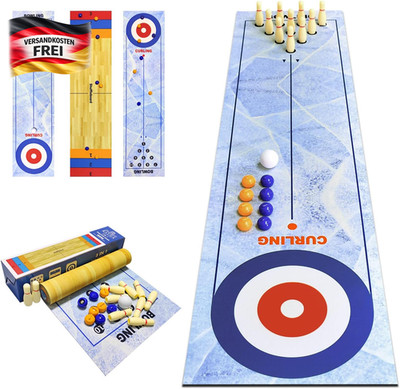 3-in-1 Brettspielset für Familie und Party - Shuffleboard, Bowling, Curling, tra