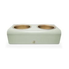 Double Raised Stainless Steel Pet Feeder Bowl 3 Cup Capacity Sage Green
