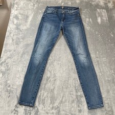 7 For All Mankind Jeans Womens 26 The Skinny Medium Wash Blue Stretch Denim