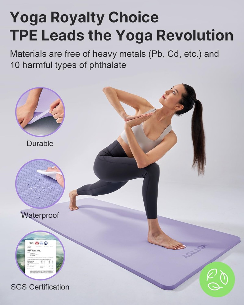 Extra Thick 1/2-Inch Professional TPE Yoga Mat for Non-Slip Exercise