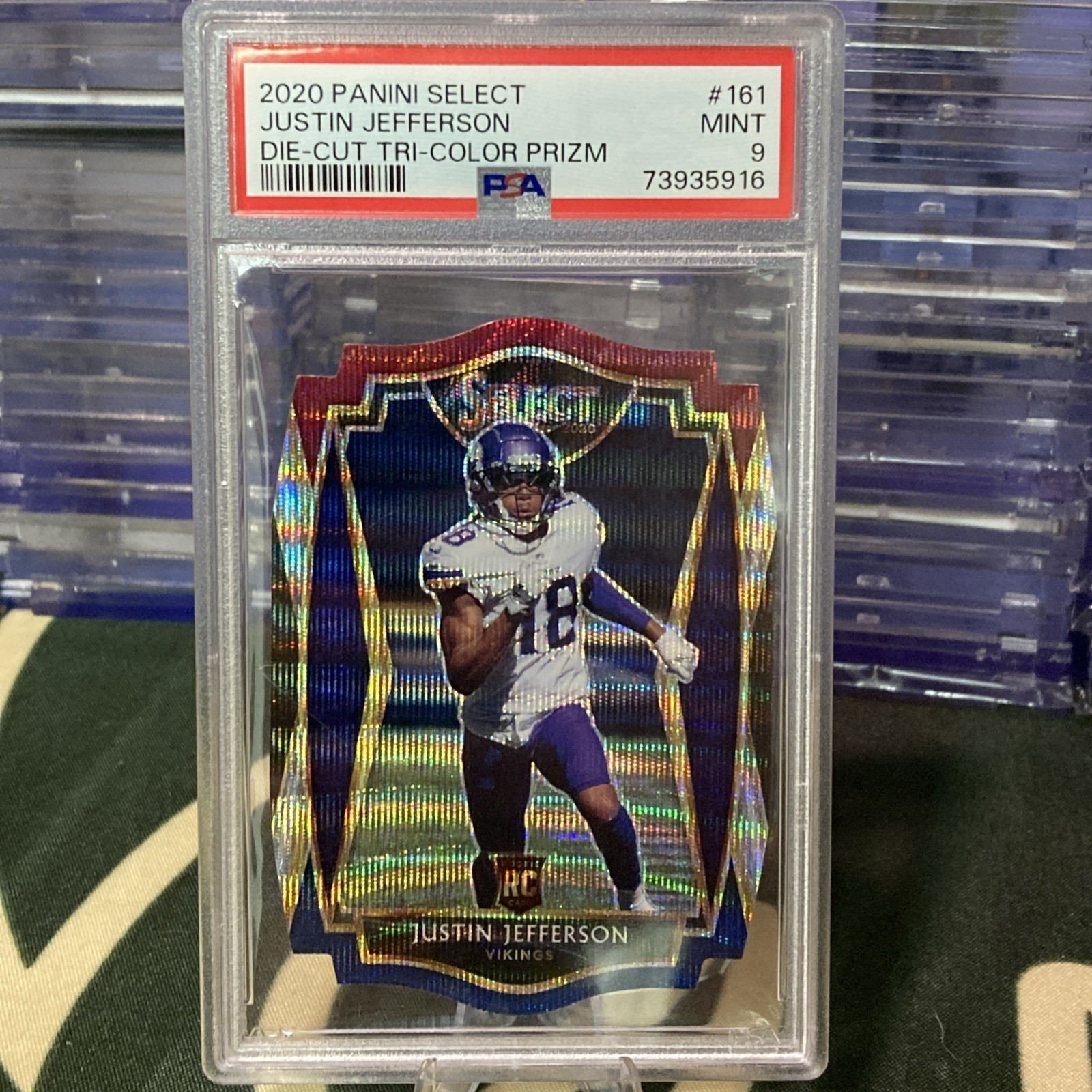 2020 Select Rookie-  Justin Jefferson #161 Die Cut Tri-Color Prizm PSA 9 SP