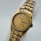 VTG Seiko Quartz Watch 2623-0059 Women Gold Tone Fluted Bezel New Battery 6.25"