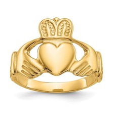10k Yellow Gold Polished Ladie's Claddagh Ring Size 6