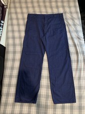 VTG 50s French Buckle Back Workwear Pants Cotton Twill Indigo Button Fly 36W30L