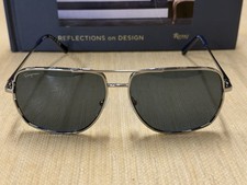 Salvatore Ferragamo Silver Metal Navigator Mens Pilot Top Gun Sunglasses 60mm