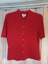 Vintage Don  Silk blend Sweater Womens Medium Red Cardigan Button Up Preppy