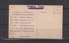 NEW SOUTH WALES, SYDNEY, GRACE BROS., c1910 ppc. CROWN PUZZLE, PRIZE INFORMATION