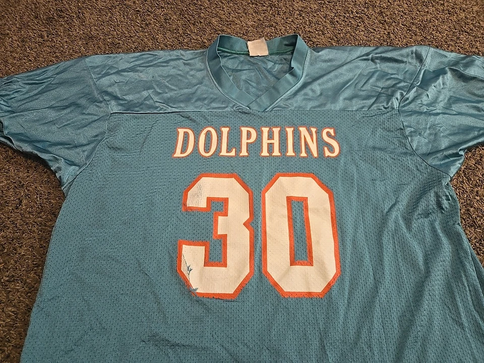 复古 Riddell 迈阿密海豚队球衣青少年 2x #30 足球运动 90 年代 — 第 3/4 张图片
