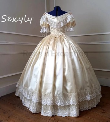 South Belle 1860s Prom Dress With Lace Renaissance Victorian Evening Dress  | eBay