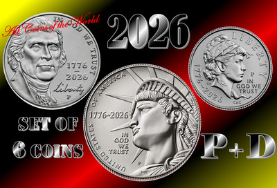 2026 P&D  - Half  Dollar - Nickel - Dime - Full Set of 6 Coins