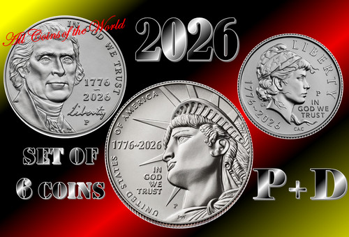 2026 P&D - Half Dollar - Nickel - Dime - Full Set of 6 Coins