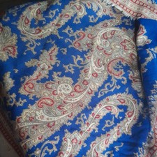 Scarf Square Tassles blue paisley for hair or neck